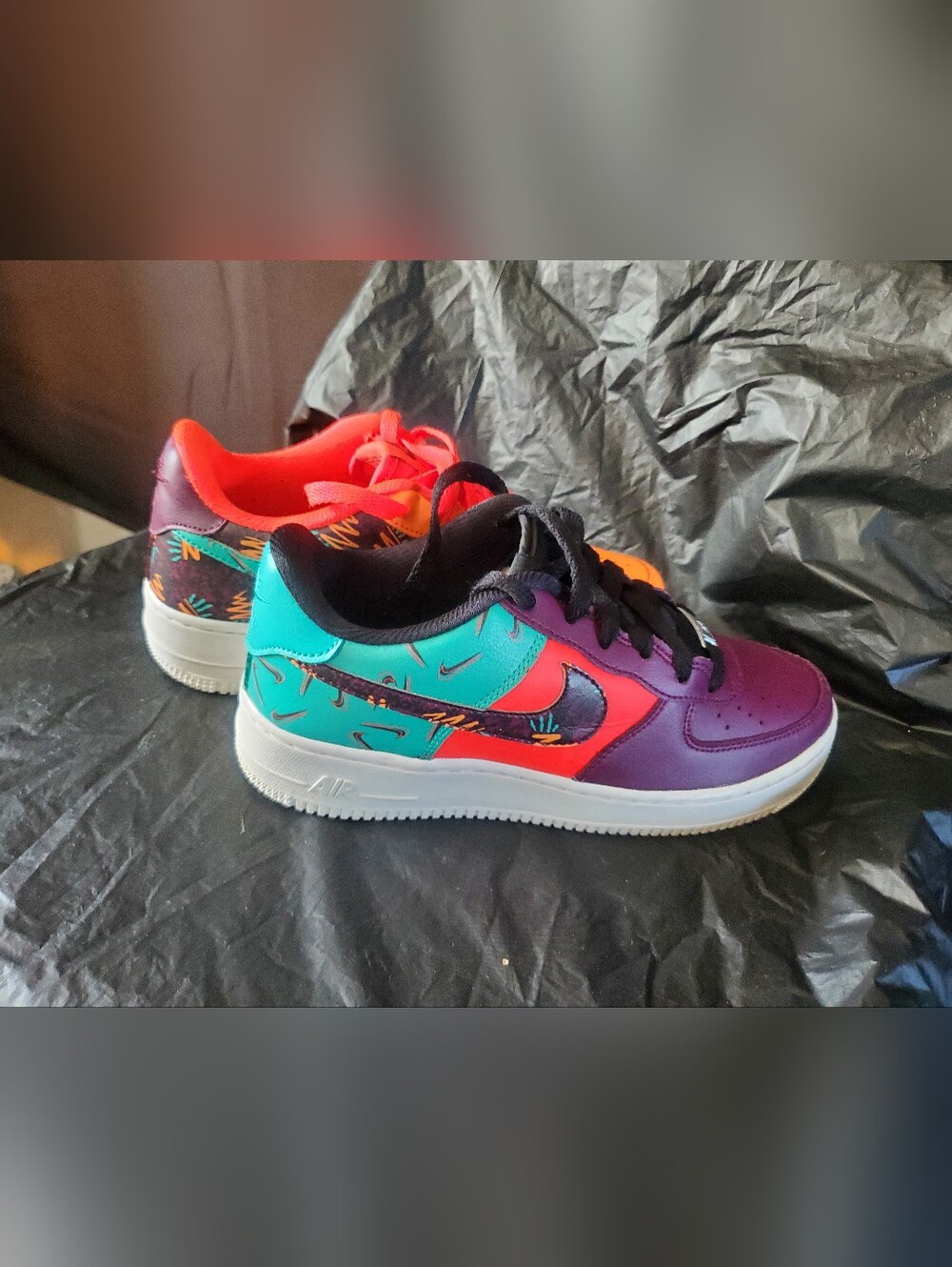 Kids Colorblock Low-Top Sneakers in Teal, Purple & Orange